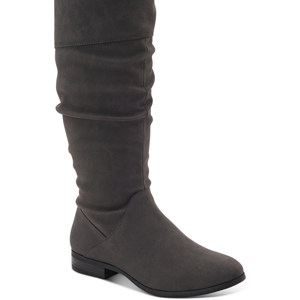 BNIB style & co slouchy boots Kelimea grey black microsuede